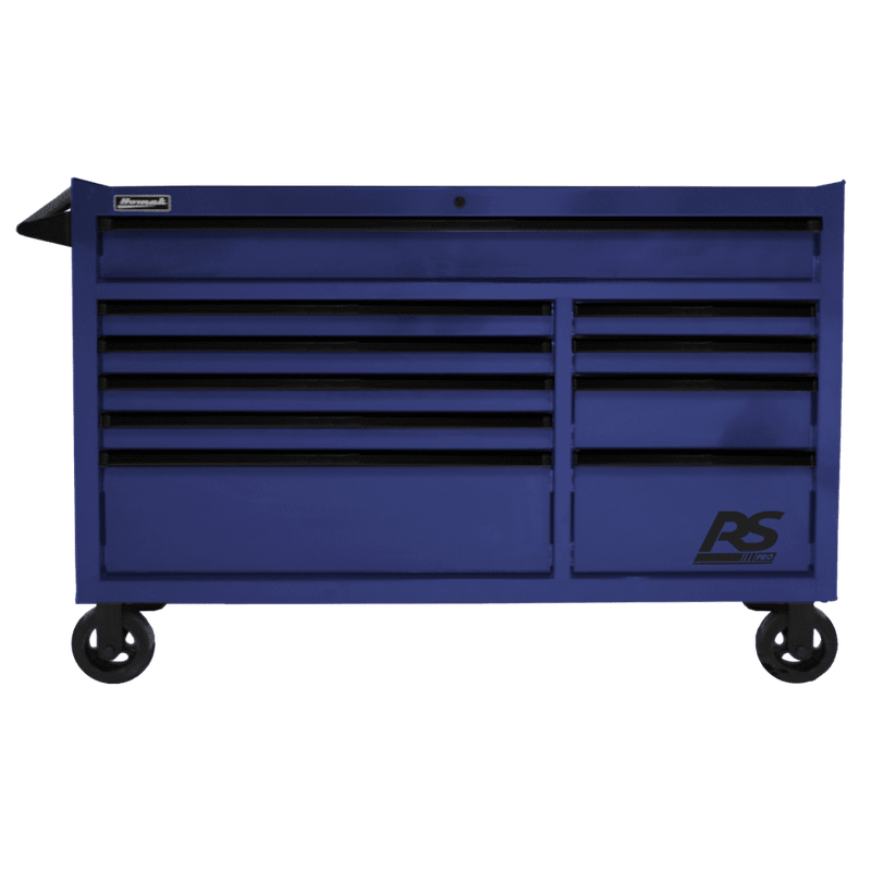 Midnight Blue Homak 54" RS Pro 10 Drawer Rolling Cabinet