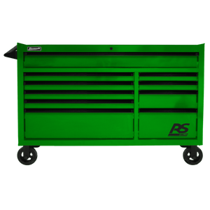 Dark Green Homak 54" RS Pro 10 Drawer Rolling Cabinet