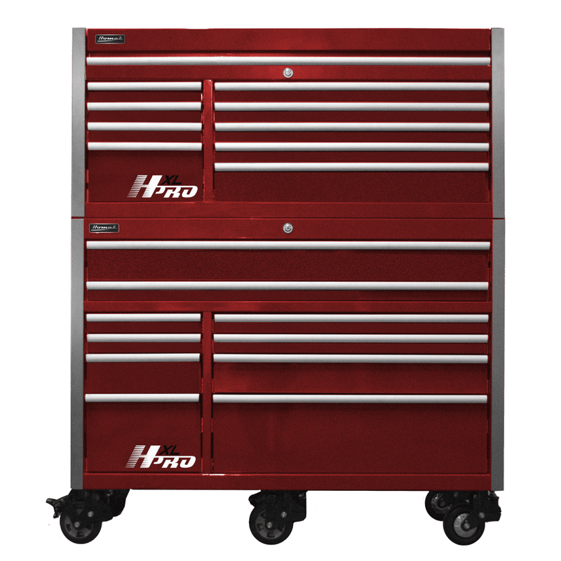 Dark Red Homak 60” Big Dawg HXL Pro Series Roller Cabinet with Stainless Steel Top