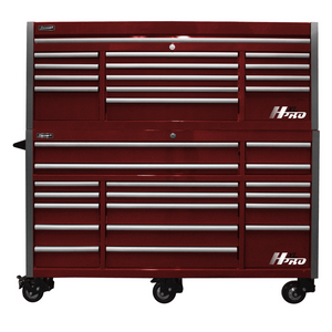 Dark Red Homak 72” Big Dawg HXL Pro Series Roller Cabinet with Stainless Steel Top