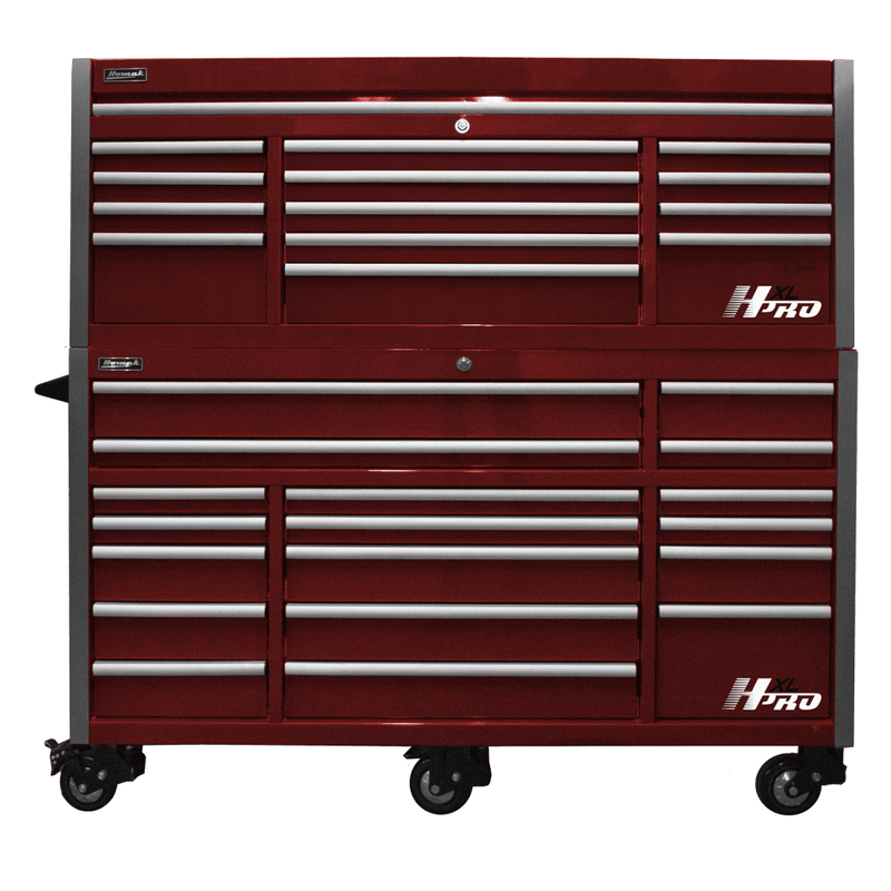 Dark Red Homak 72” Big Dawg HXL Pro Series Roller Cabinet with Stainless Steel Top
