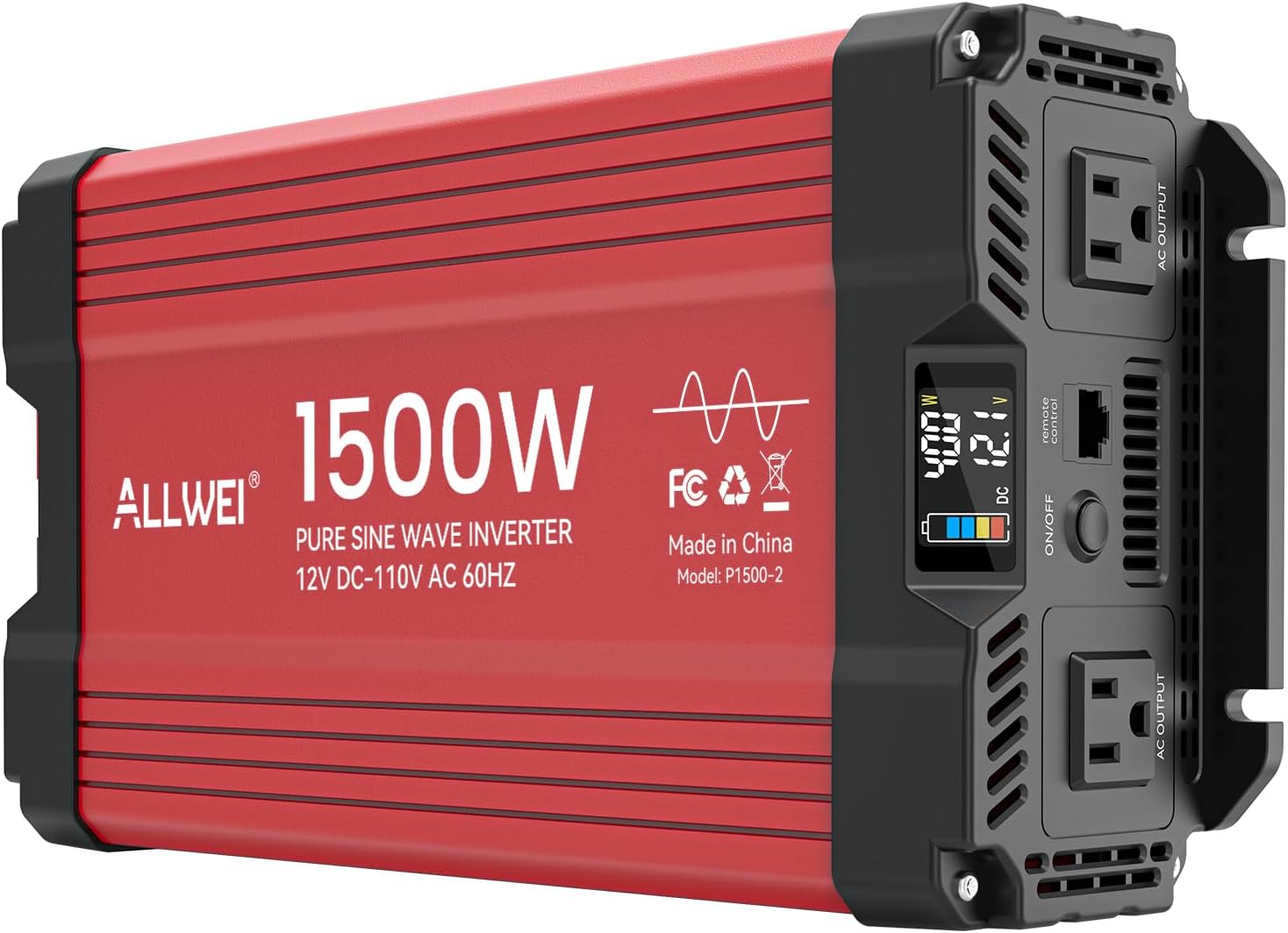 ALLWEI 1500W Pure Sine Wave Inverter 12V to 110V AC