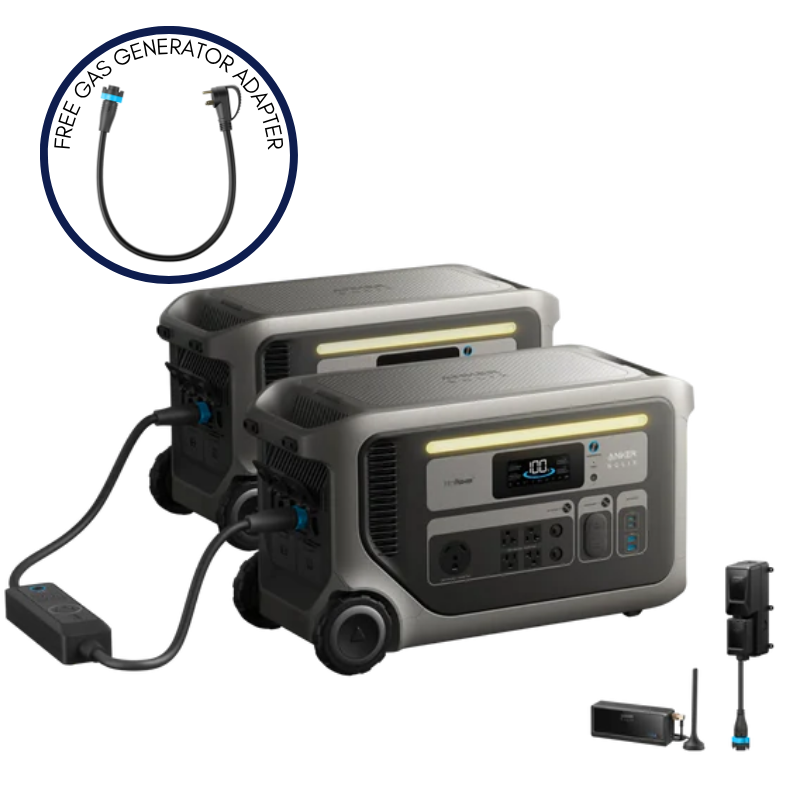 Anker SOLIX F3000 Portable Power Station x2 + Double Power Hub + Power Saver Kits (with Free Offer Gas Generator Adapter for every F3000)