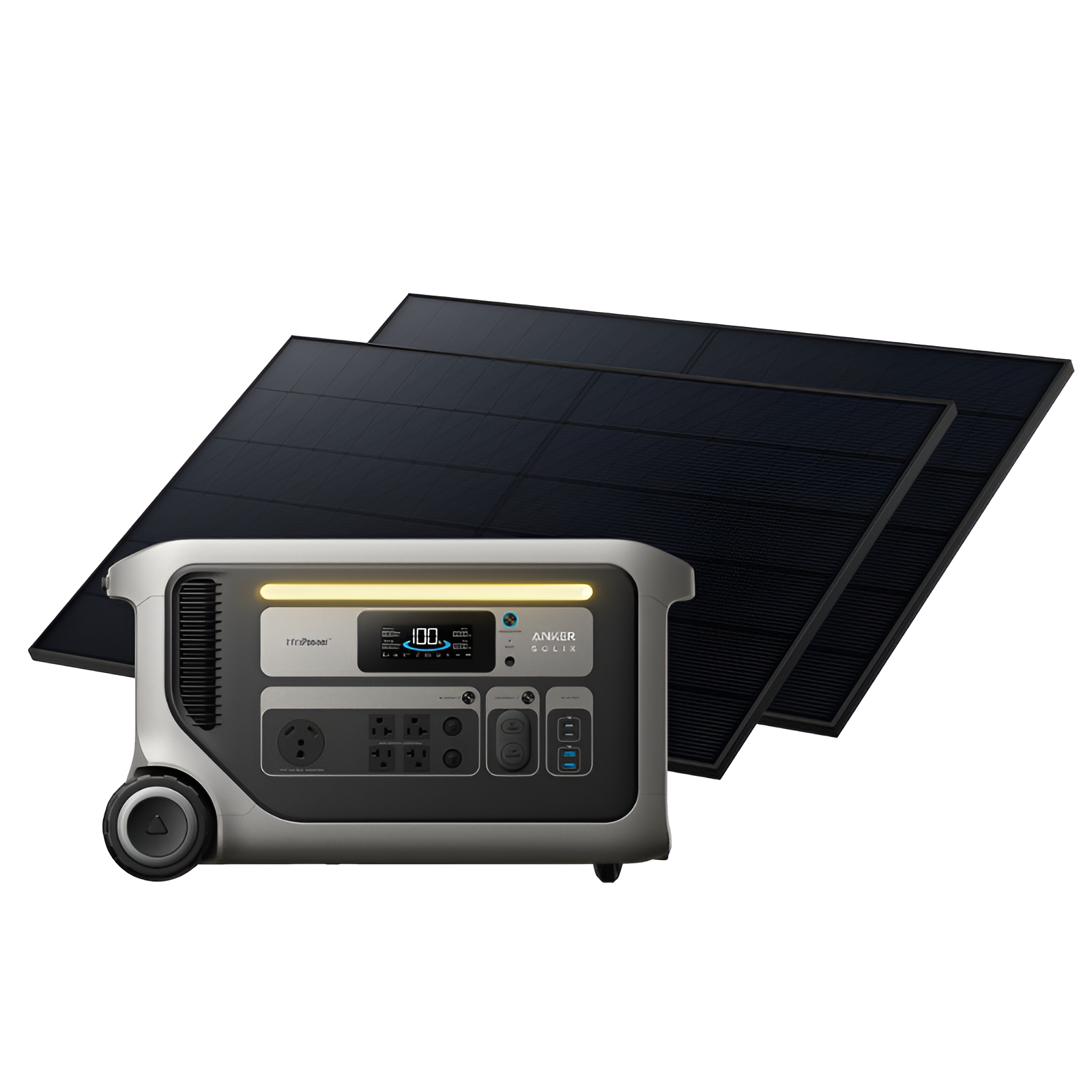 Anker SOLIX F3000 Portable Power Station + 2× 410W Rigid Solar Panels (with Free Offer Gas Generator Adapter for every F3000)