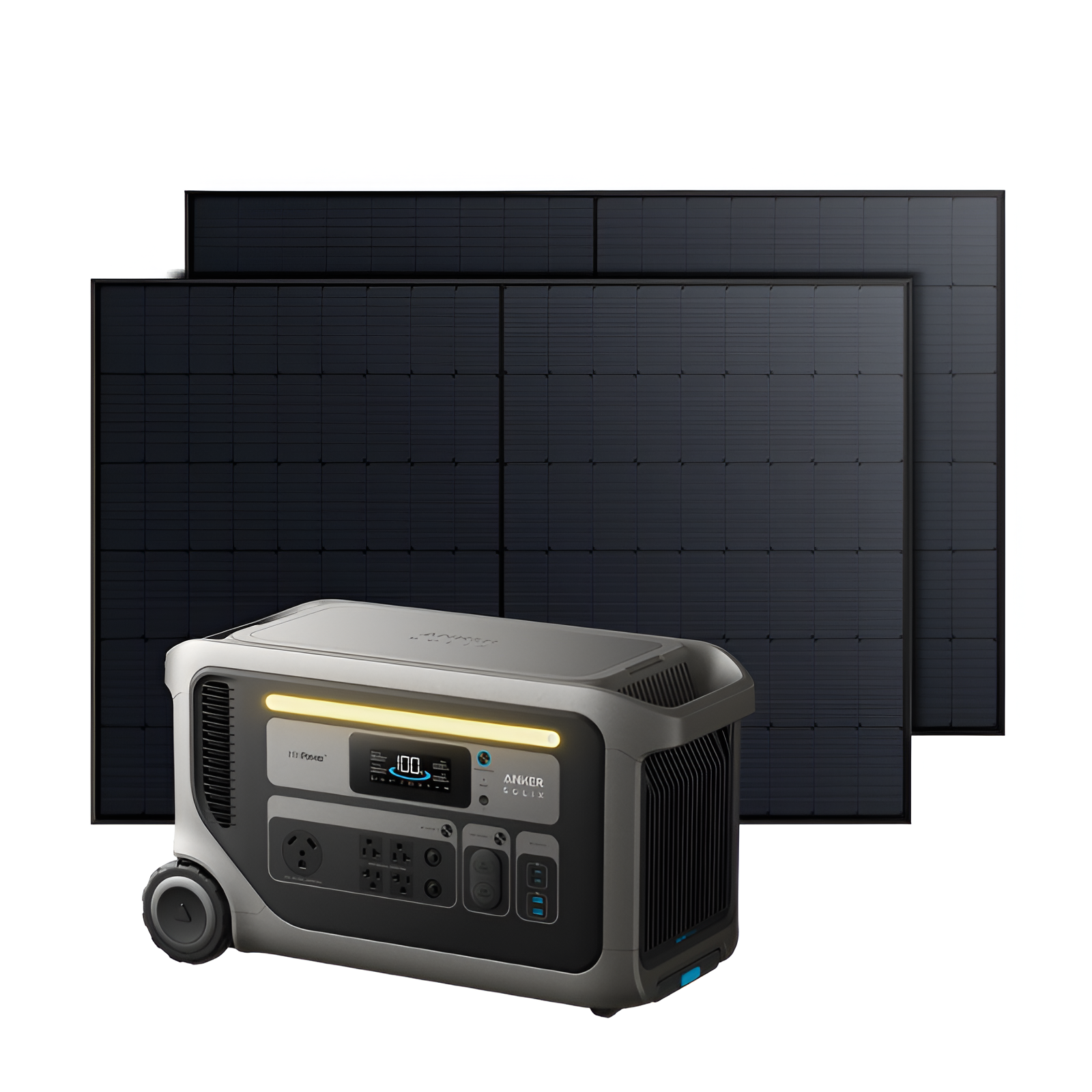 Anker SOLIX F3000 Portable Power Station + 2× 410W Rigid Solar Panels (with Free Offer Gas Generator Adapter for every F3000)