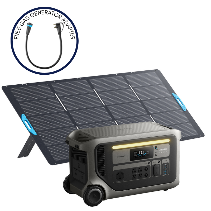 Anker SOLIX F3000 Portable Power Station + 400w Solar Panel (with Free Offer Gas Generator Adapter for every F3000)