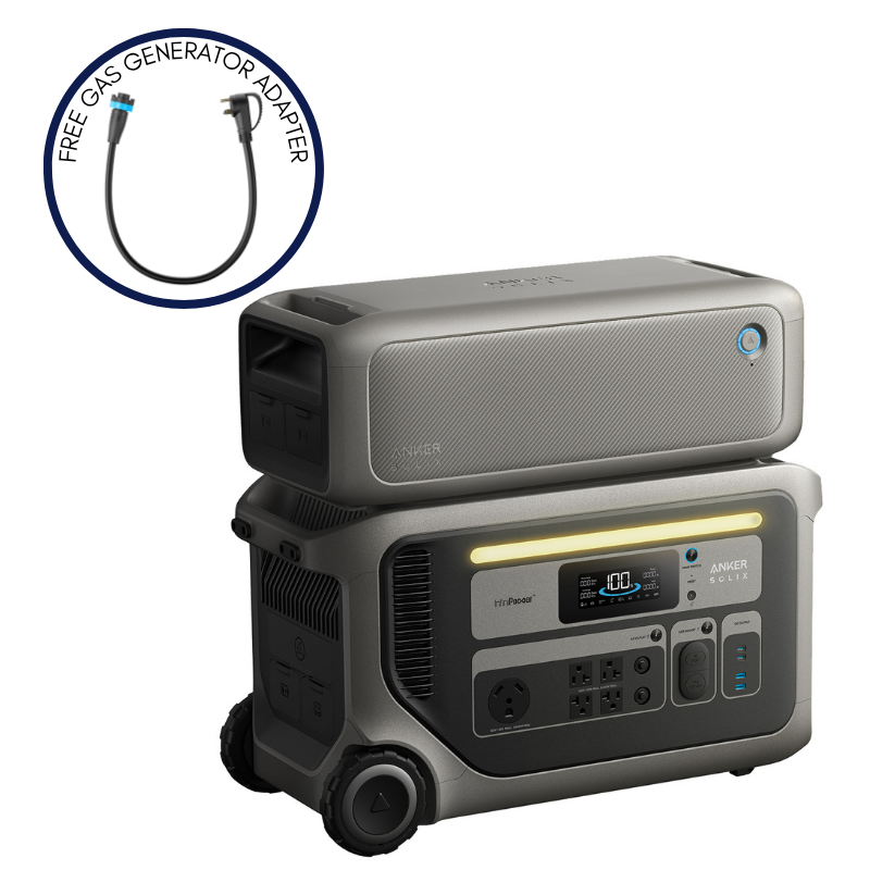 Anker SOLIX F3000 Portable Power Station + BP3000 Expansion Battery (with Free Offer Gas Generator Adapter for every F3000)