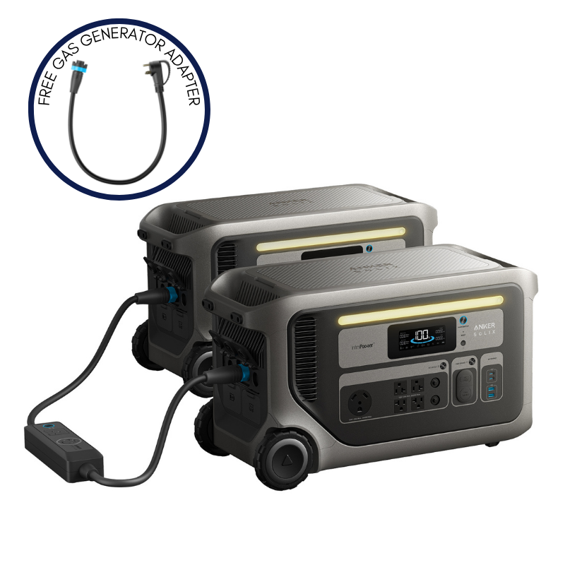 Anker SOLIX F3000 Portable Power Station x 2 + Double Voltage Hub (with Free Offer Gas Generator Adapter for every F3000)