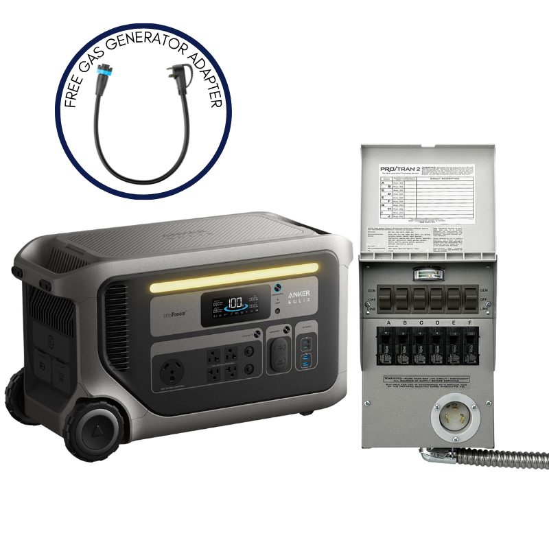 Anker SOLIX F3000 Portable Power Station + Transfer Switch (with Free Offer Gas Generator Adapter for every F3000)