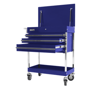 Midnight Blue Homak 34" Professional 3 Drawer Service Cart