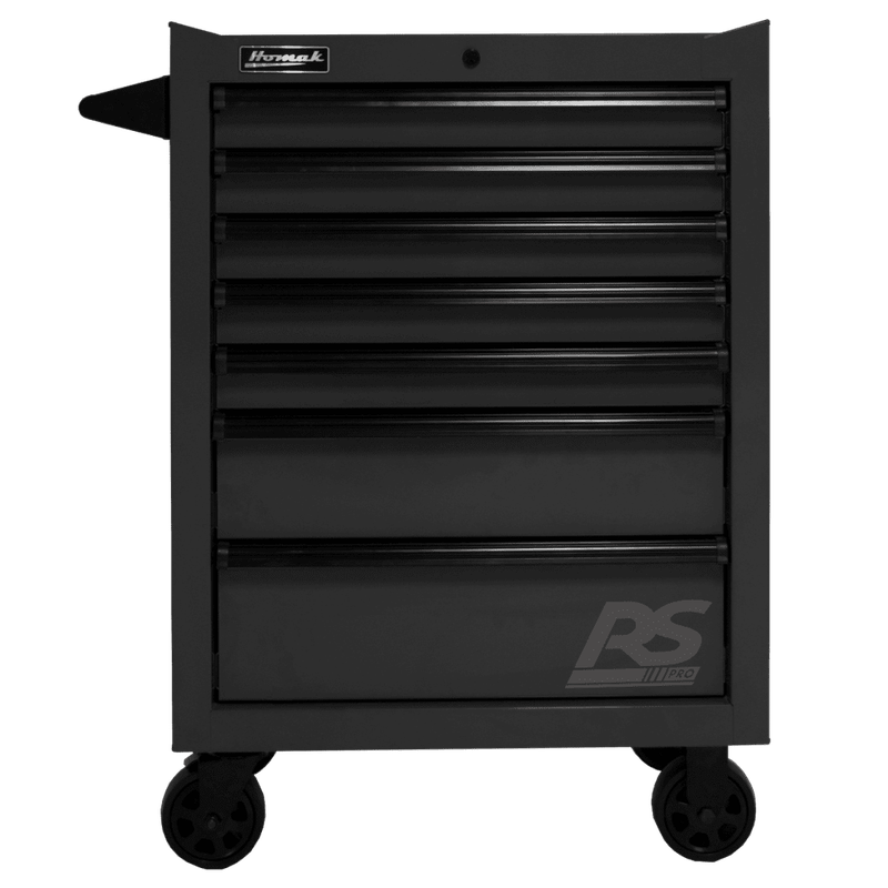 Black Homak 27” RS Pro Series 7 Drawer Roller Cabinet