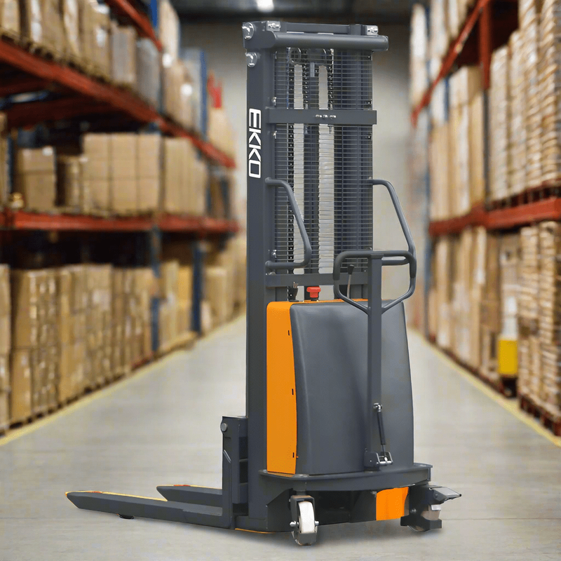 EKKO EA15C Semi-Electric Fork-Over Stacker 3300lbs. Cap., 119.3" Height