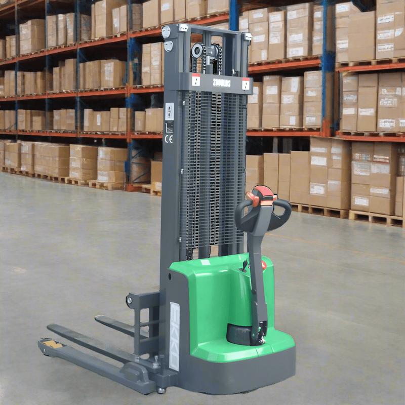 EKKO EB13ES-LI Full Powered Straddle Stacker 2800 lb Cap., 119" Height SIDE SHIFT