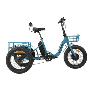 Eunorau New Trike Electric Fat Tire Tricycle in teal color facing the right