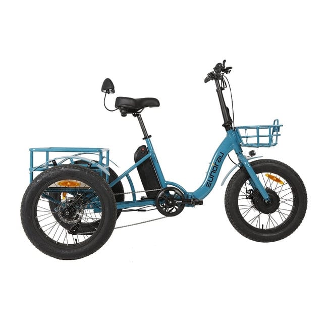 Eunorau New Trike Electric Fat Tire Tricycle in teal color facing the right