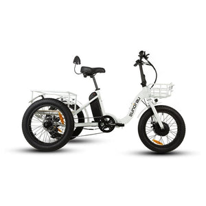 Eunorau New Trike Electric Fat Tire Tricycle in white color facing the right