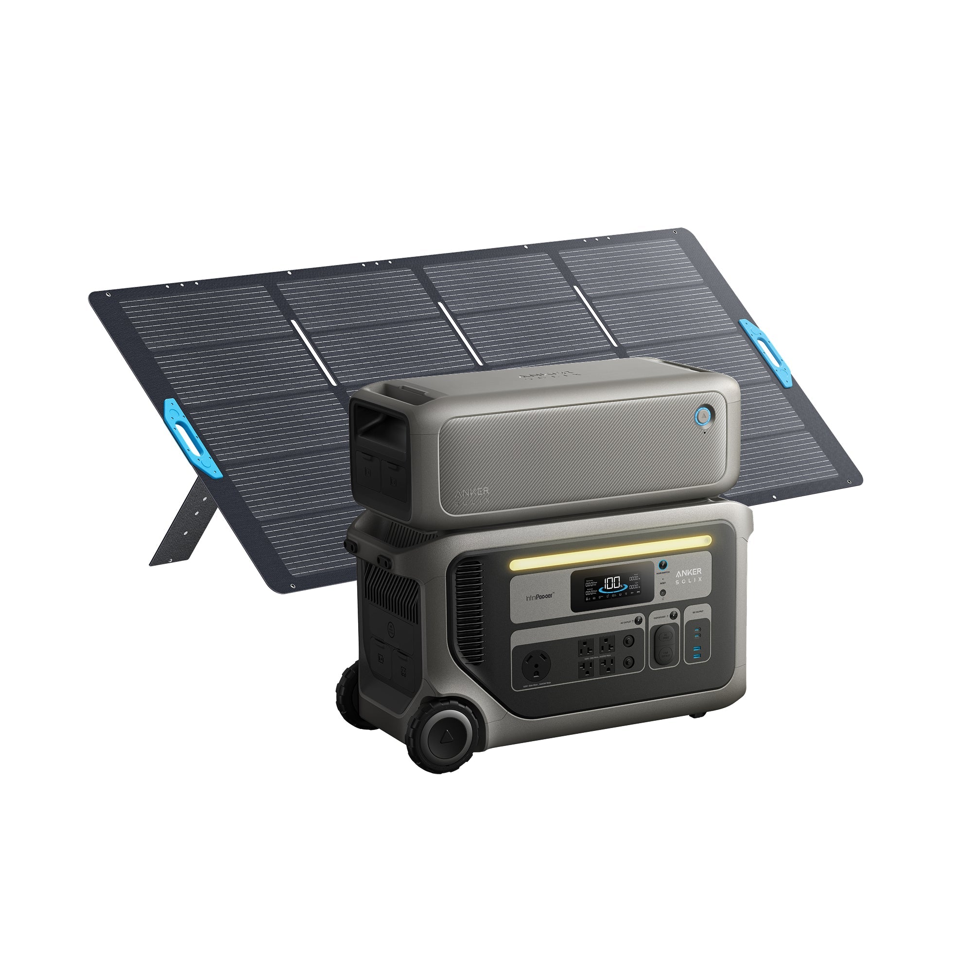Anker SOLIX F3000 Portable Power Station + BP3000 Expansion Battery + 400w Solar Panel (with Free Offer Gas Generator Adapter for every F3000)