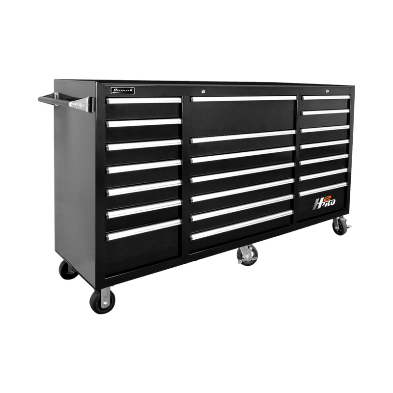 Black Homak 72” H2Pro Series 21 Drawer Roller Cabinet