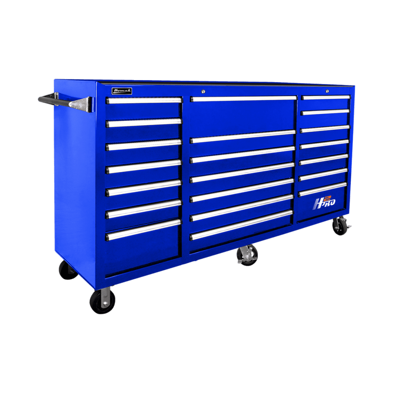 Medium Blue Homak 72” H2Pro Series 21 Drawer Roller Cabinet