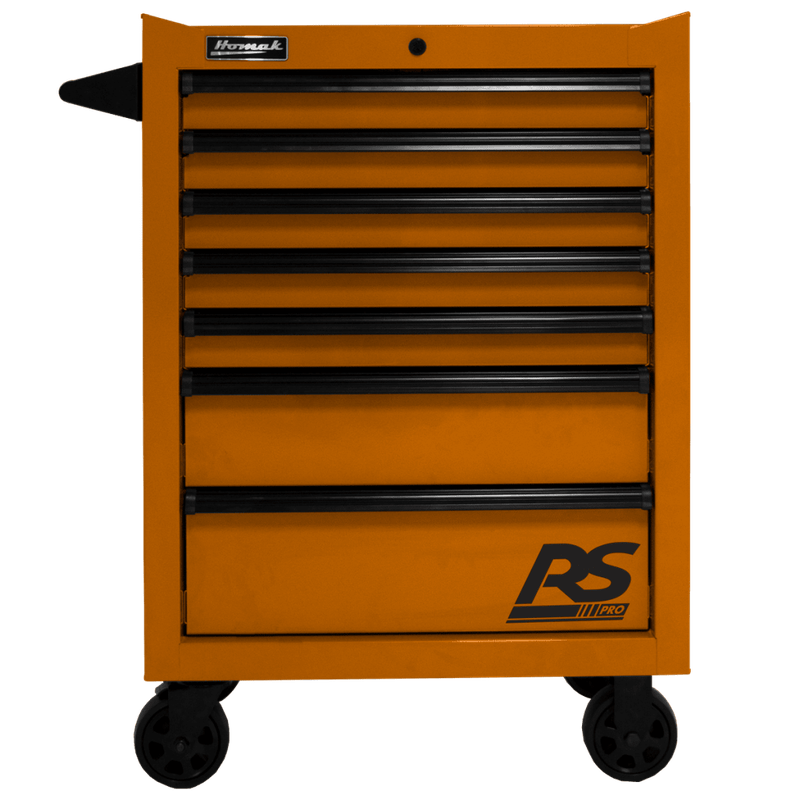 Saddle Brown Homak 27” RS Pro Series 7 Drawer Roller Cabinet