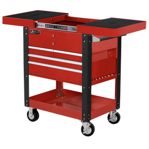 Brown Homak 35" Pro Series 4 Drawer Slide Top Service Cart